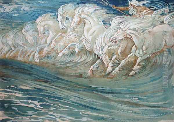 Neptune's Horses, illustration for The Greek Mythological Legend 1910 by Walter Crane
