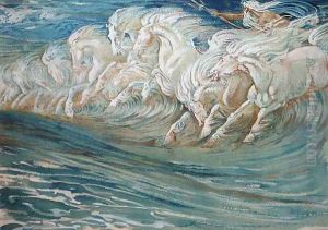 Neptune's Horses, illustration for The Greek Mythological Legend 1910 by Walter Crane