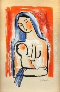 A Mother With A Child by Mikulas Galanda