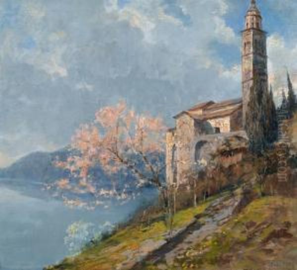 Ansicht Der Kirche Von Morcote Im Fruhling - view 1