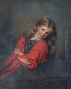 Portrait Of A Young Girl Wearing Red Shawl