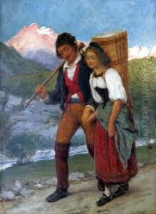 Swiss Peasants Between Interlaken And Lauterbrunen by William Gale