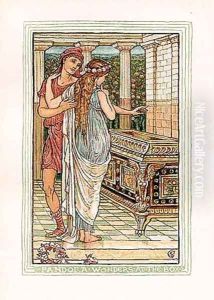 Pandora wonders at the box by Walter Crane