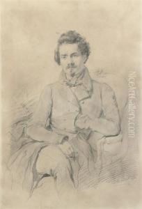 Portrait Of Edouard Fetis (1812-1909) by Louis Gallait