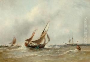 Marine Mit Hafenansicht Im Hintergrund by Paul Ch. Emmanuel Gallard-Lepinay