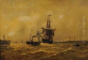 Embarcations Au Large Des Cotes by Paul Ch. Emmanuel Gallard-Lepinay