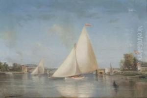 Voiliers Sur La Seine En Ete by Paul Ch. Emmanuel Gallard-Lepinay