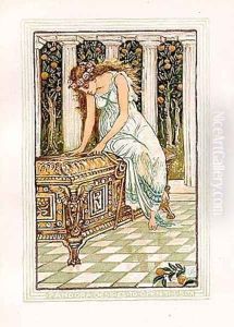 Pandora desires to open the box by Walter Crane