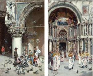 Outside Saint Mark's Basilica, Venice; A Pair by Jose Gallegos Y Arnosa