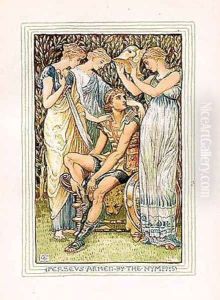 Perseus armed by the nymphs by Walter Crane