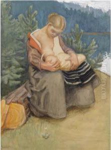 Aiti Ja Lapsi (mother And Child) by Akseli Valdemar Gallen-Kallela
