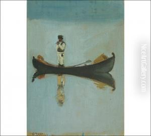 Man In A Rowing Boat (cigarette Break In A Summer Morning) by Akseli Valdemar Gallen-Kallela