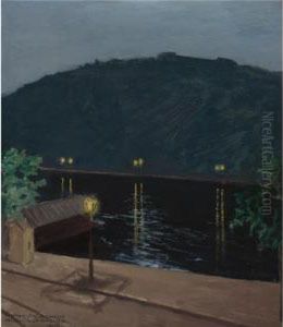 Oinen Donau Joki (night Lights Reflecting Off The Danube, Budapest) by Akseli Valdemar Gallen-Kallela