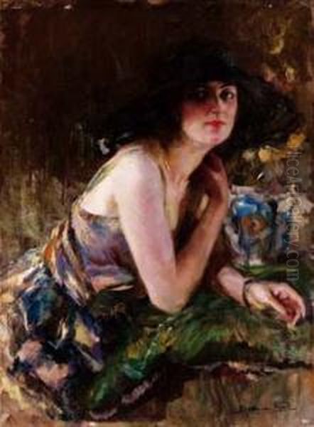 Ritratto Di Ragazza Con Cappello Nero - view 1