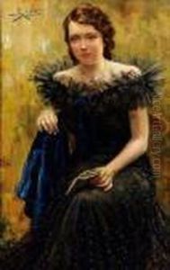 Ritratto Di Donna In Abito Blu by Riccardo Galli