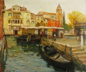 "scorcio Di Canale" Olio Su Compensato Firmato In Basso A Sinistra, In Cornice