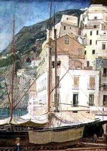 Boats in an Italian Harbour 2 by Walter Crane