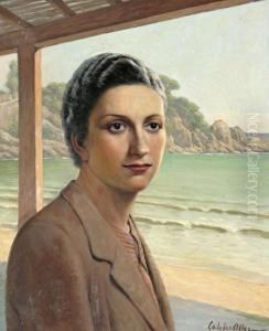 Una Joven En La Playa by Francisco Galofre Oller