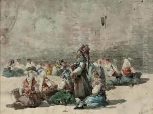 Spanish Ladies At Market by Baldomero Galofre Y Gimenez