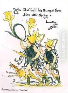 Daffodil Trumpet Blows by Walter Crane