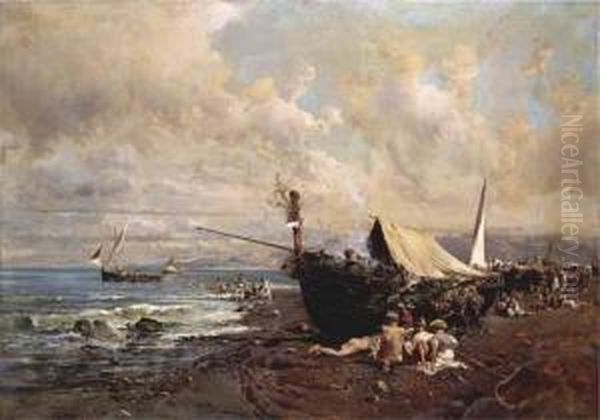 Ninos Con Barcos En Una Playa De Napoles - view 1