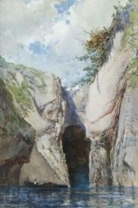 Capri - Fischerboot Vor Einem
Grotteneingang. by Baldomero Galofre Y Gimenez