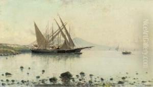 Fishing Boats On The Shore by Baldomero Galofre Y Gimenez