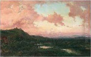 Atardecer (an Evening Landscape) by Baldomero Galofre Y Gimenez