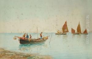 Fishing Boats In A Lagoon by Pietro Galter