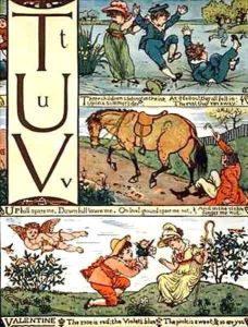 T to V from an alphabet based on old nursery rhymes by Walter Crane