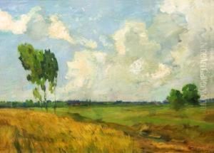 Paisaje Con Arboles Cielo Con Nubes by Enrique Galwey Y De Garcia