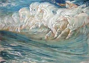 Neptunes Horses 2 by Walter Crane