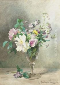 Summer Blooms In A Glass by Jules-Alexandre Gamba De Preydour