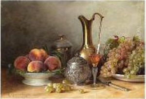 Still-life With Peaches by Jules-Alexandre Gamba De Preydour