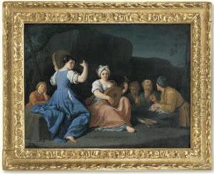 A Musical Scene With Peasants Merrymaking by Giuseppe Gambarini