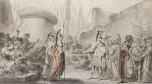 The Departure Of Saint Louis For The Holy Lands. by Jacques Gamelin