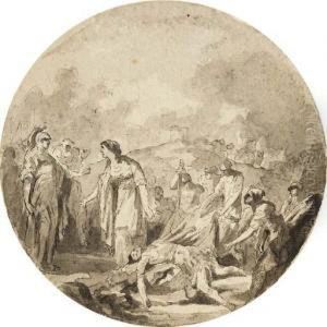 Un Corps Amene Par Une Femme A Un Guerrier by Jacques Gamelin