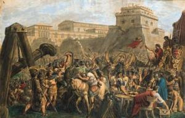 Des Soldats Romains Partageant 
Le Butin Devant Les Murailles Dejerusalem; Et Le Siege De Jerusalem Par 
Titus: Des Soldats Romainstirant Les Prisonniers Vers Leur Martyre 
Devant Les Murailles Dejerusalem - view 1
