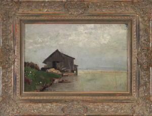 Hutte Am Dunstigen Seeufer by Otto Gampert