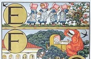 E F from an Alphabet based on Nursery Rhymes by Walter Crane