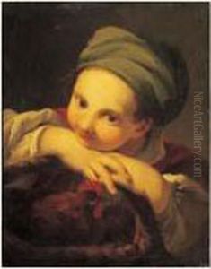Portrait D'un Jeune Garcon Avec Une Poule by Mauro Gandolfi