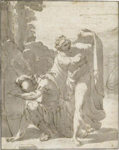 A Classical Scene: A Soldier Kneeling Beside A Woman