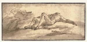 A Nude Sprawled On His Back