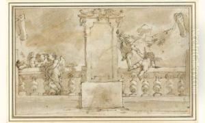 Putti Jouant Autour D'une Balustrade by Ubaldo Gandolfi