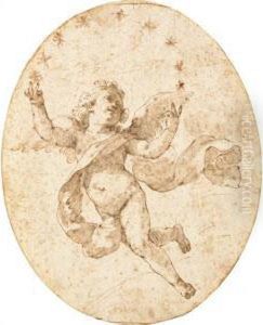 A Flying Putto Among Stars by Ubaldo Gandolfi