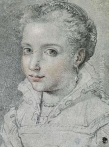 Portrait Of A Young Girl In Renaissance Dress by Ubaldo Gandolfi
