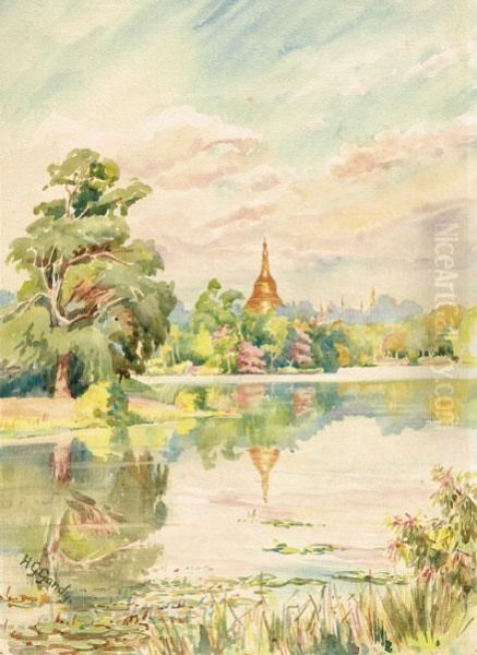 View Of Shive Dagor Pagoda From Point Near The Boat Club, Burma - view 1