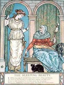 The Princess and the old woman with the spinning wheel by Walter Crane