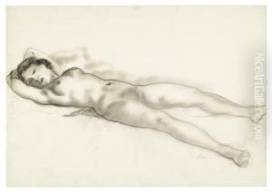 Reclining Female Nude. by Emil Ganso
