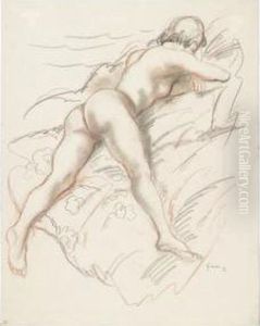 Female Nude In Repose. by Emil Ganso